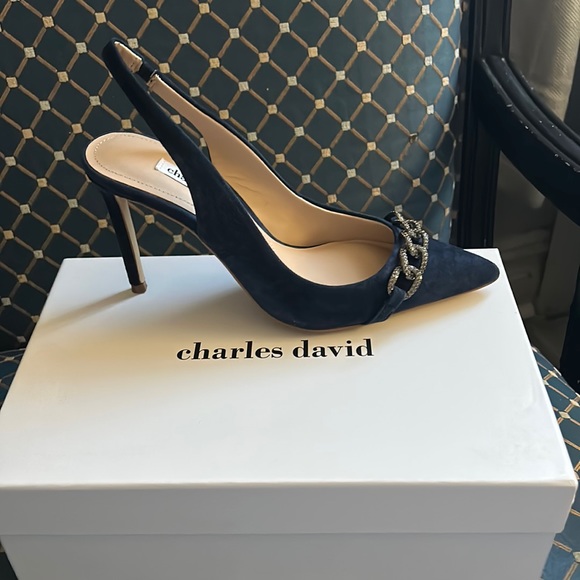 Charles David. Suede Blue sling backs - Picture 1 of 5